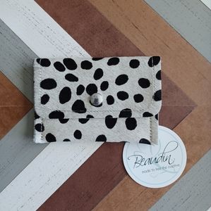 Beaudin Cowhide Coin/Business Card Wallet in Dalmatian Print